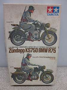 Vintage Tamiya Miniature German Mililtary Motorcycle Model Kit Never 
