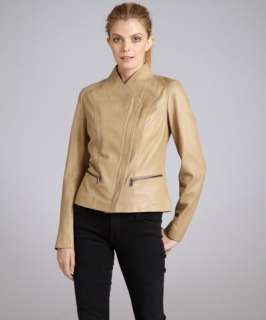 Marc New York sand leather Tess asymmetrical zip front jacket