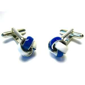  Blue & White Two Tone Enamel Love Knot Cufflinks Jewelry
