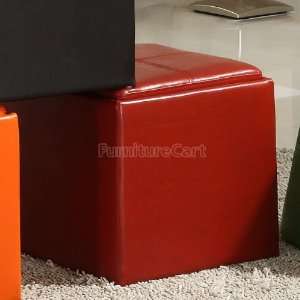  Storage Cube Ottoman   Red Bi Cast Vinyl By Homelegance 