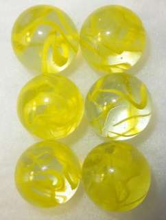 MARBLES 6 1 inch Mega Marble Shooters   retired yellow streamer 