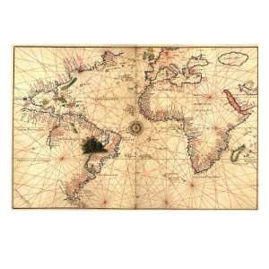 1544 Nautical Map of the Atlantic Ocean Education Premium Poster Print 