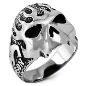   13MENS Silver Stainless Steel Skull BIG Heavy Biker Rings Band Size 11
