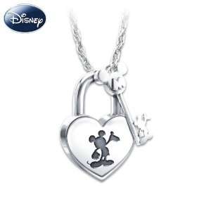  The Magic Mickey Mouse Heart Shaped Lock And Key Pendant Necklace 