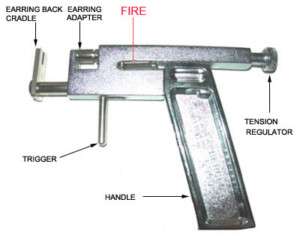 Steel Ear Body Piercing Gun w 100 Sets Steel Studs+Gift  