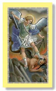 Saint St Michael Gold Silver Medal + FREE Holy Card  