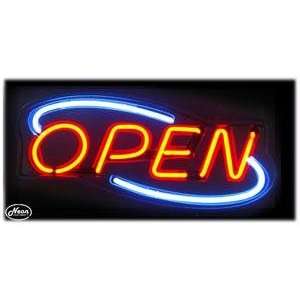  Open Deco Red & Blue NEON SIGN 