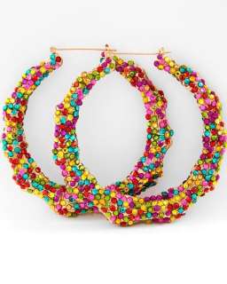 Rainbow Candyland Bamboo Gold Hoop Earrings Basketball Wives 