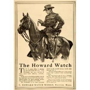  1910 Vintage Ad Howard Watch U. S. Army Officer Horse 