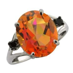   Twilight Orange Mystic Quartz and Diamond 14k White Gold Ring Jewelry