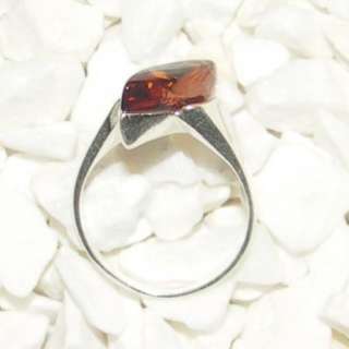 STERLING SILVER BALTIC AMBER RING SIZE N ~~Amber Gift~~  