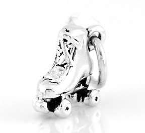 SILVER 3D SMALL ROLLER SKATE CHARM WITH SPLIT RING  