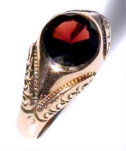   Victorian Garnet Engraved 10K Rose Gold Estate Jewelry Ring 10 T1/2
