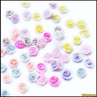120pcs Rubber 3D Rose Acrylic Flower Nail Art Decoration Manicure 