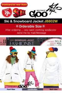 WOMEN GOO Ski/Snowboard 10k Waterproof JACKET JB802W 2 white S~L no11 