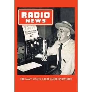 Radio News The Navy Wants 4,000 Radio Operators   16x24 Giclee Fine 