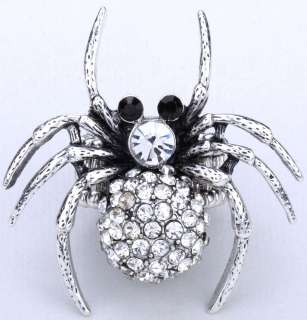 Clear swarovski crystal spider stretch ring jewelry 3  