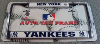 MLB NIB CHROME LICENSE PLATE FRAME   NEW YORK YANKEES 094746107529 