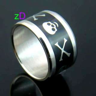   Black Wide Skull Stainless 316L Steel Ring Fashion Jewelry  