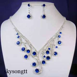 Swarovski Sapphire Crystal Pendant Necklace Set S1327N3  