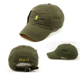Polo Baseball Cap Golf Tennis Sports Khaki Color Cap with Yellow Small 