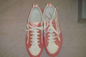 NIB AUTH CHANEL PINK WHITE TENNIS SNEAKERS 38 $425  