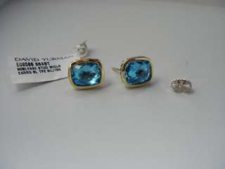 New David Yurman blue topaz noblesse earrings SS 18k  