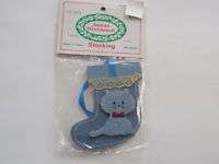 Vintage Santas Workbench Blue Cat Stocking Ornament MIP  