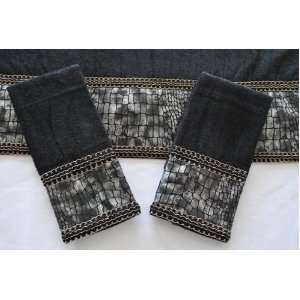  Sherry Kline Its a Croc Black 3 piece Decorative Towels 