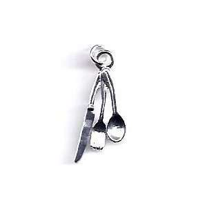  Jewelry/Charms Silver Plated Charm   Knife, Fork & Spoon 