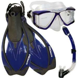   Snorkeling Scuba Dive Snorkel Side View Edgeless Mask Fins Gear Set