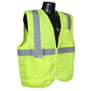   Class II Lime Green ANSI Safety Vests W/ 2 Pockets/Zipper M 5X  