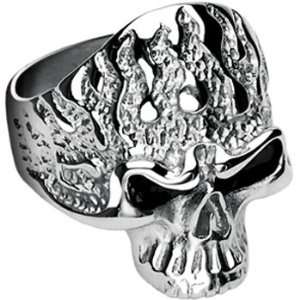  Size 12 Spikes 316L Stainless Steel Killer Flames Skull 