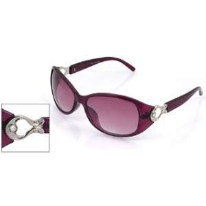  Como Dark Purple Plastic Full Frame Rhinestone Sunglasses 