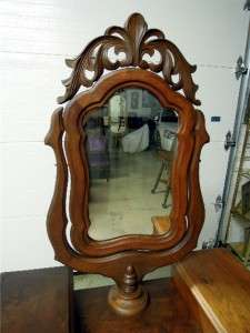   TWO TIER, HAND CARVED, MARBLE TOP, VANITY DRESSER WITH MIRROR  