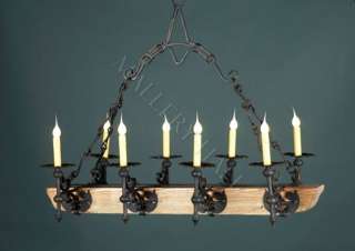 Beautiful Wrought Iron and Wood 40 Chandelier with 8 Lights    Your 