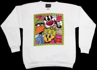 Looney Tunes White Youth Sweatshirt with Daffy Tweety Sylvester and 