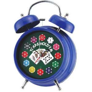 Poker Clock Texas Holdem Cards&Chips Double Bell Alarm Clock  