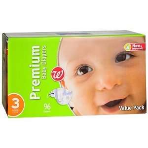  Premium Baby Diapers, Size 3, 96 ea, Baby