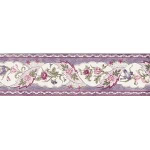 Wallpaper Border Country Floral Purple, Pink & Green:  