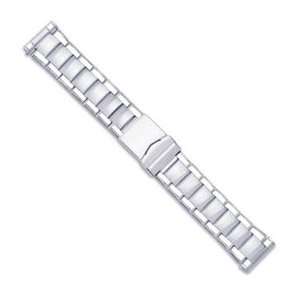  24 26mm Slvr tone Oyster Style w/Deploy Link Watch Band Jewelry