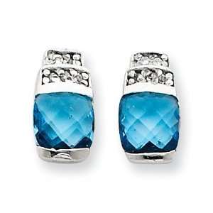   Silver Blue & Clear CZ Post Earrings West Coast Jewelry Jewelry