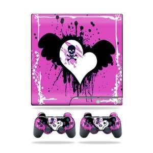   Sony Playstation 3 PS3 Slim Skins + 2 Controller Skins Poison Heart
