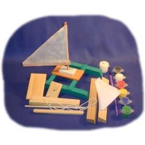  Catamaran Wood Craft Kit with Paint, Glue and Brush Toys 